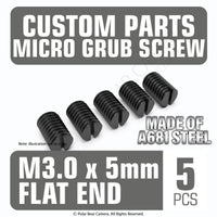 Grub Set Screw M3 x 5mm FLAT End BLACK A681 Steel