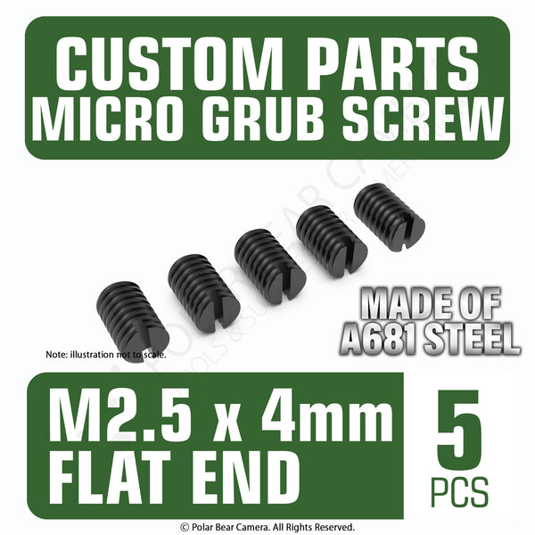 Grub Set Screw M2.5 x 4mm FLAT End BLACK A681 Steel