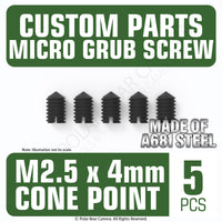 Grub Set Screw M2.5 x 4mm CONE SHARP POINT End BLACK A681 Steel