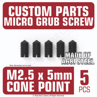Grub Set Screw M2.5 x 5mm CONE POINT (Black)