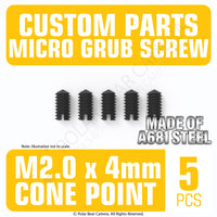 Grub Set Screw M2 x 4mm CONE SHARP POINT End BLACK A681 Steel