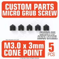 Grub Set Screw M3 x 3mm CONE SHARP POINT End BLACK A681 Steel