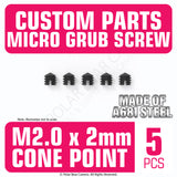 Grub Set Screw M2 x 2mm CONE SHARP POINT End BLACK A681 Steel