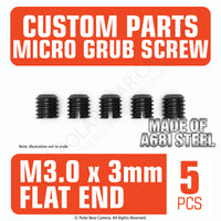 Grub Set Screw M3 x 3mm FLAT END (Black)