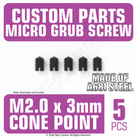 Grub Set Screw M2 x 3mm CONE SHARP POINT End BLACK A681 Steel