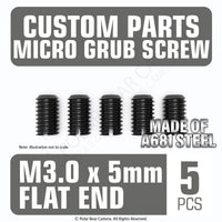 Grub Set Screw M3 x 5mm FLAT END (Black)