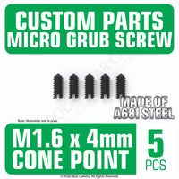 Grub Set Screw M1.6 x 4mm CONE SHARP POINT End BLACK A681 Steel