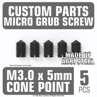 Grub Set Screw M3 x 5mm CONE POINT (Black)