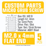 Grub Set Screw M2 x 4mm FLAT End BLACK A681 Steel