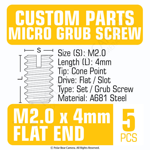 Grub Set Screw M2 x 4mm FLAT END (Black)