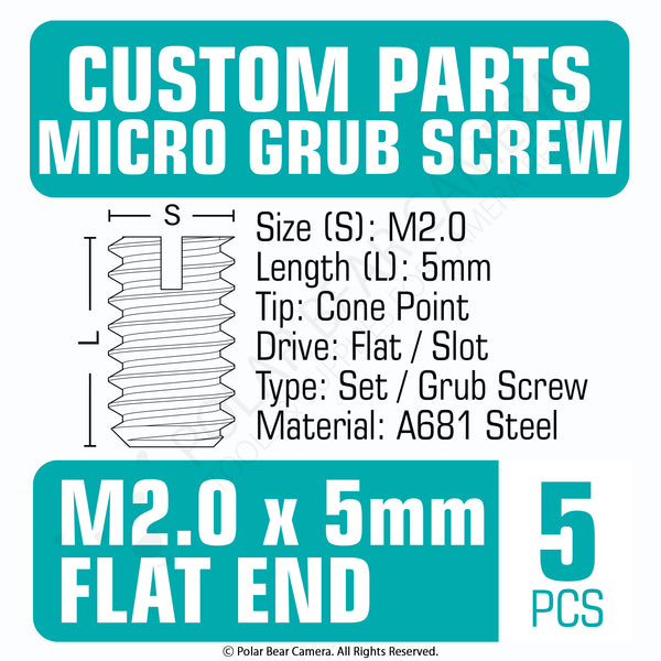 Grub Set Screw M2 x 5mm FLAT END (Black)