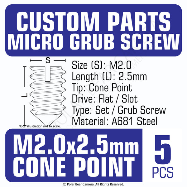 Grub Set Screw M2 x 2.5mm CONE POINT (Black)