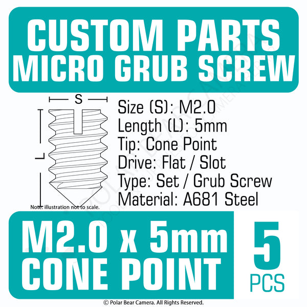 Grub Set Screw M2 x 5mm CONE POINT (Black)