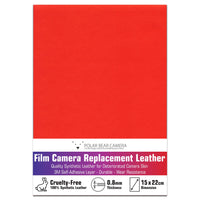 0.8mm Camera Body Self-Adhesive Replacement Synthetic Leather (1 Sheet) BRIGHT RED