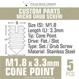 Grub Set Headless Screw Multiple Size for Camera Lenses Focus Ring Repair