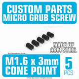 Grub Set Screw M1.6 x 3mm CONE SHARP POINT End BLACK A681 Steel