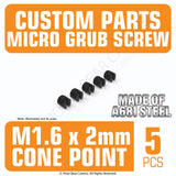 Grub Set Screw M1.6 x 2mm CONE SHARP POINT End BLACK A681 Steel