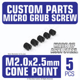 Grub Set Screw M2 x 2.5mm CONE SHARP POINT End BLACK A681 Steel