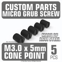 Grub Set Screw M3 x 5mm CONE SHARP POINT End BLACK A681 Steel