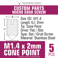 Grub Set Screw M1.4 x 2mm CONE SHARP POINT End Stainless Steel