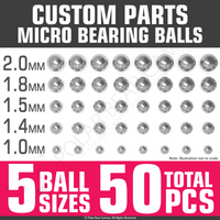 Micro Bearing Balls SET D 1mm 1.4mm 1.5mm 1.8mm 2mm 50 Pieces Bundle Set