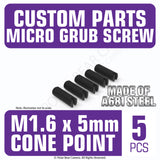 Grub Set Screw M1.6 x 5mm CONE SHARP POINT End BLACK A681 Steel