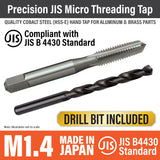Precision JIS HSS-E Tap & Drill Set M1.4 x 0.30mm MADE IN JAPAN