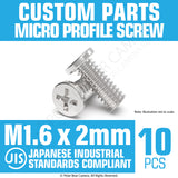 JIS Micro Profile Screw M1.6 x 2mm Stainless Steel Cross Point