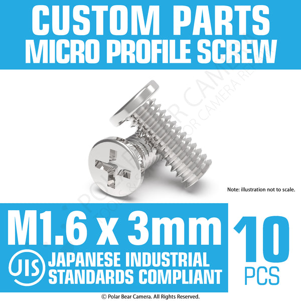 JIS Micro Profile Screw M1.6 x 3mm (Head 3.0x0.6) Stainless Steel Cross Point