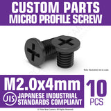 JIS Micro Profile Screw M2.0 x 4mm Cross Point Tool Steel Black