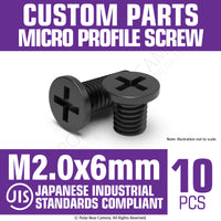 JIS Micro Profile Screw M2.0 x 6mm Cross Point Tool Steel Black