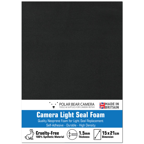 1.5mm Camera Light Seal Self-Adhesive Soft-Touch Foam (1 Sheet) MADE IN UK
